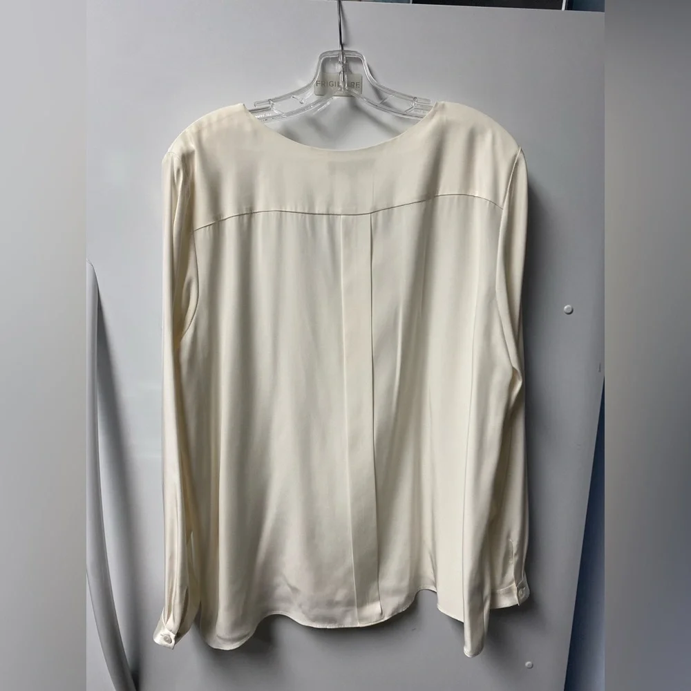 Lafayette 148 New York Ivory Satin Blouse - Picture 3 of 5